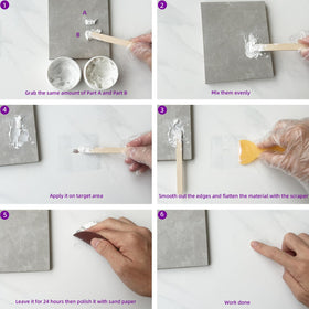 IJSTGU Tub Repair Kit White drying to form a hard, ready-to-use surface.