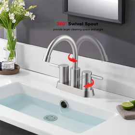IKEBANA 4-inch centerset fits standard 3-hole installations for easy setup