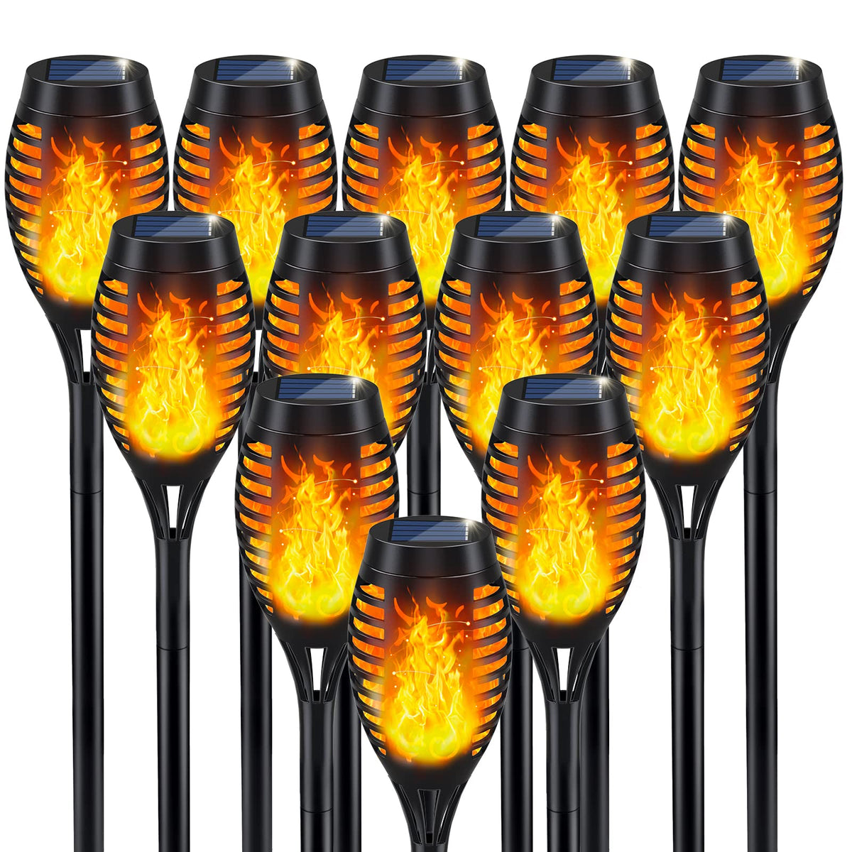IkeeRuic solar flame torch lights for yard illuminate outdoors with a warm flicker