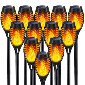 IkeeRuic solar flame torch lights for yard illuminate outdoors with a warm flicker