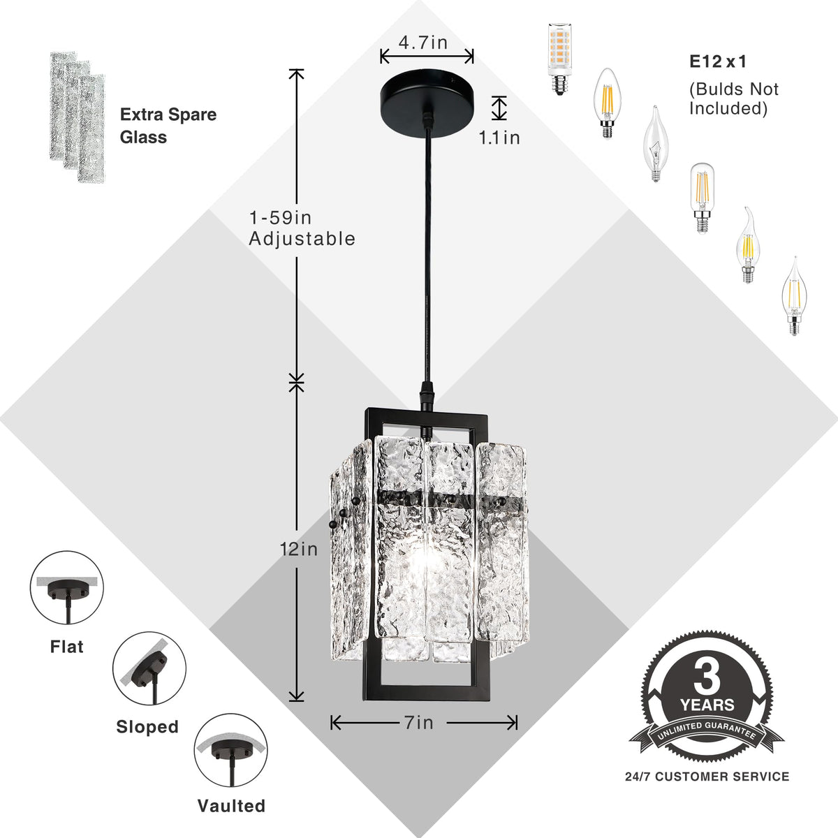 IKK pendant compatible with E12 bulbs and dimmers for customizable mood