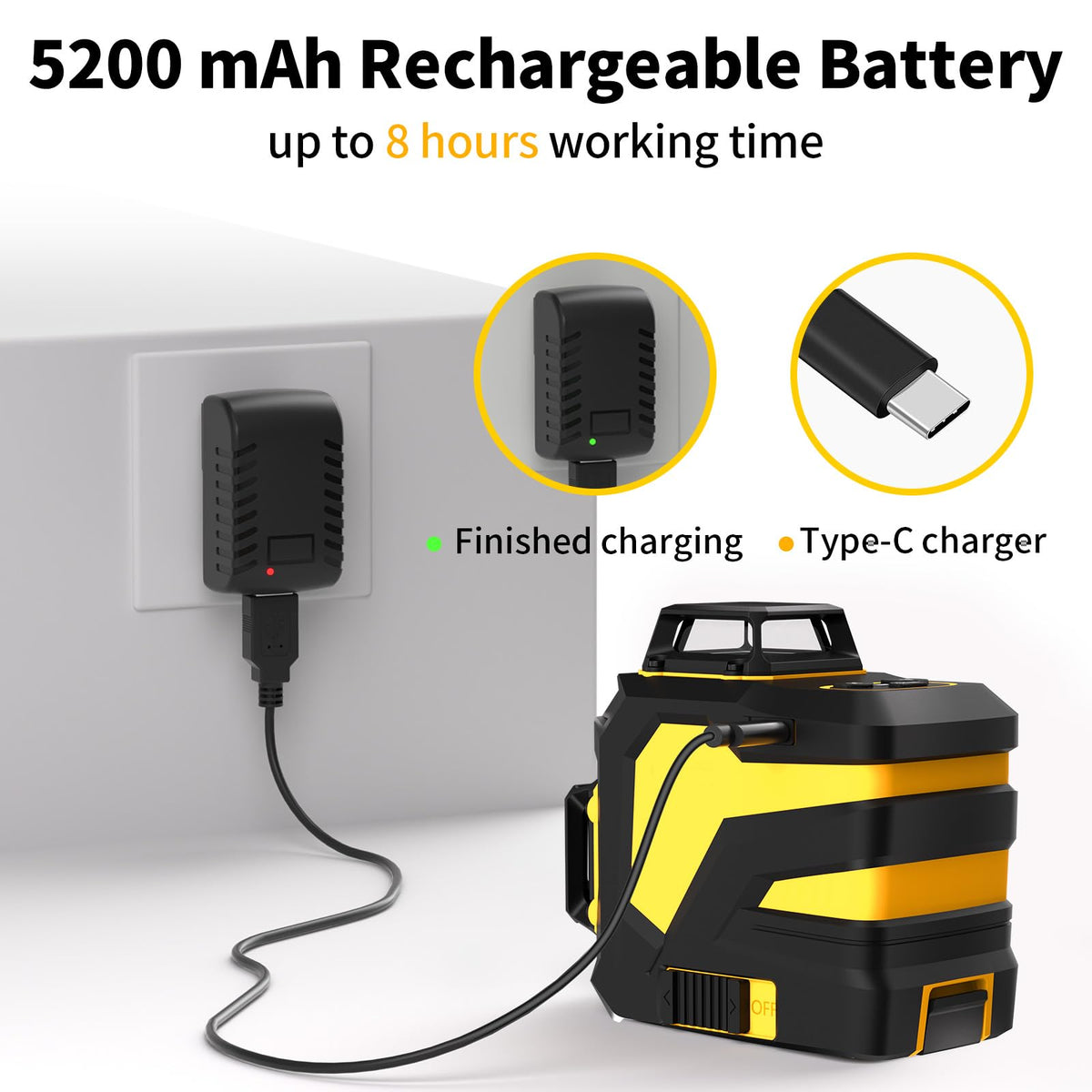 IKOVWUK laser level 5200mAh battery for longer operation