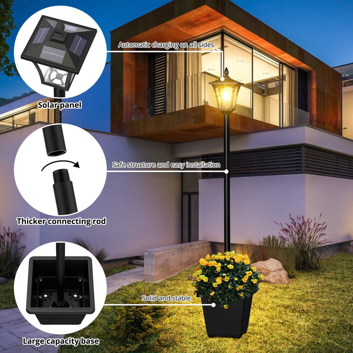 ILANCK planter close-up highlights durable materials and decorative height