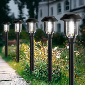 ILANCK solar pathway light at dusk delivers clear illumination for walkways.