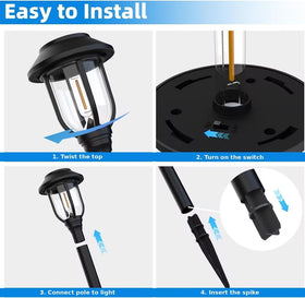 ILANCK solar pathway lights outdoor 12-pack 360-degree coverage across a walkway.