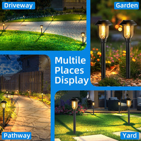 ILANCK solar pathway lights outdoor 12-pack wide coverage ideal for driveways.
