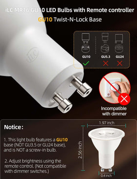 ILC GU10 LED bulb with 40W equivalent brightness and dimmable color options