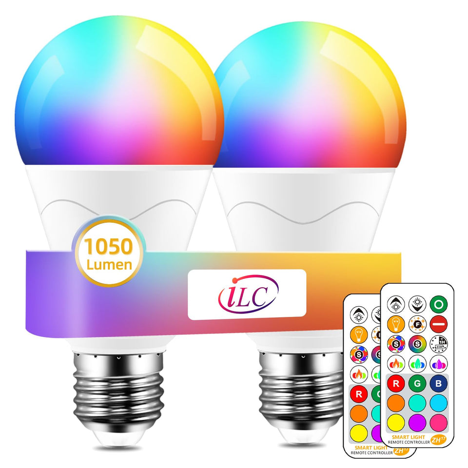 ILC LED lightbulb with remote control for convenient lighting control and mood shifting.