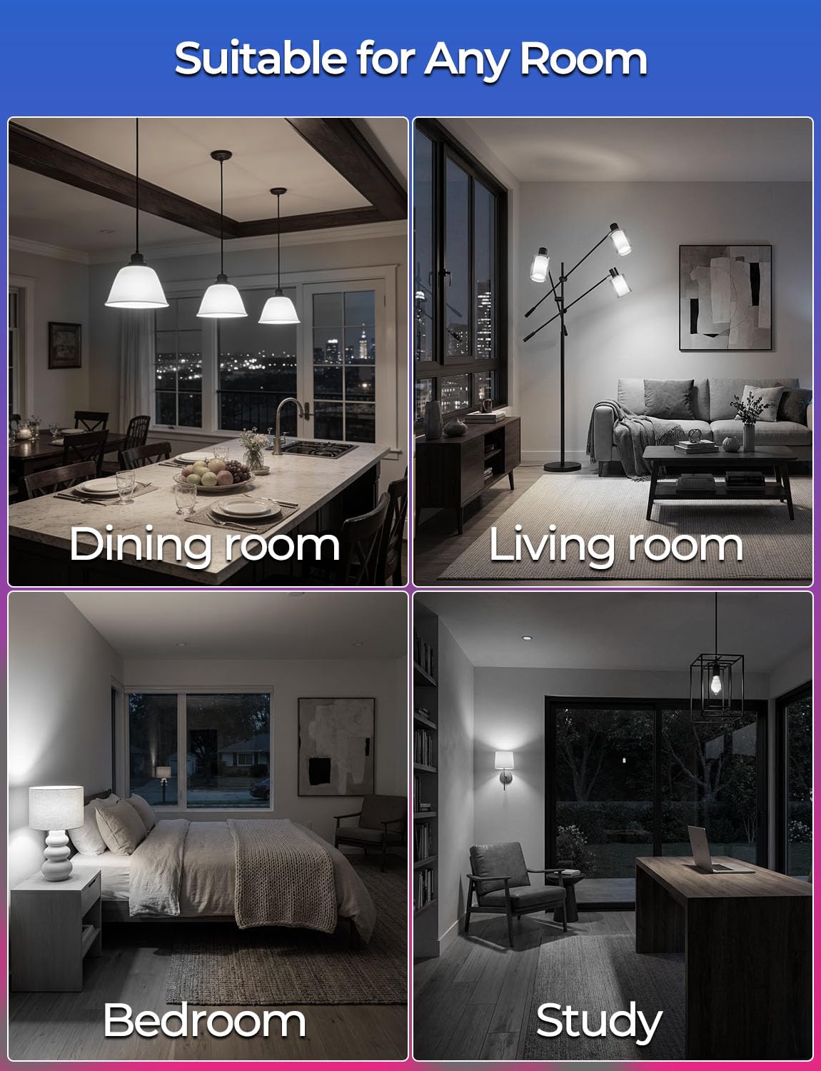 ILC RGB LED bulb with timing function turns lights on and off automatically daily.