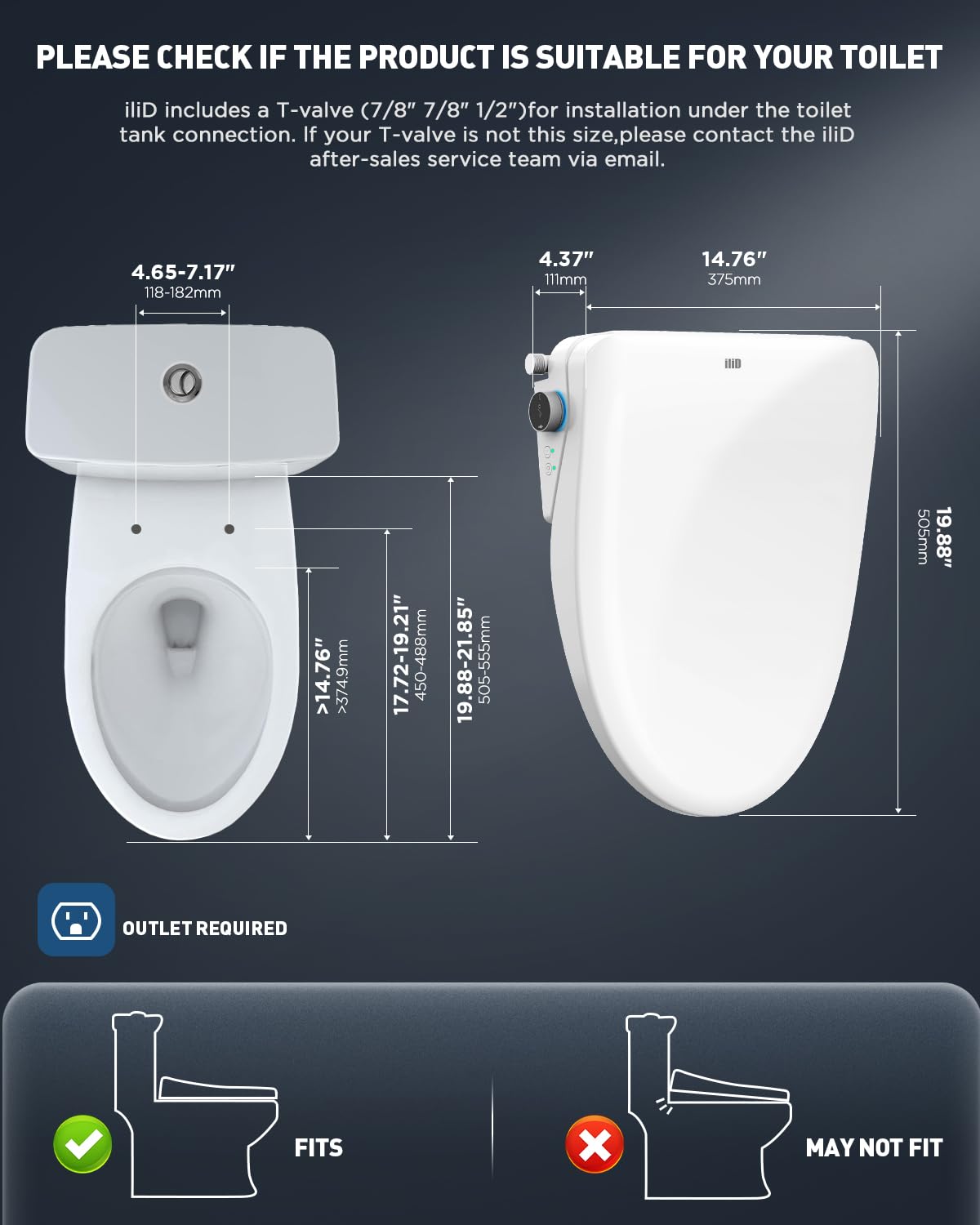 iliD bidet seat side-control knob for effortless operation.