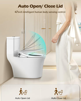 iliD Smart Max bidet seat closed lid demonstrates auto open/close with radar sensing