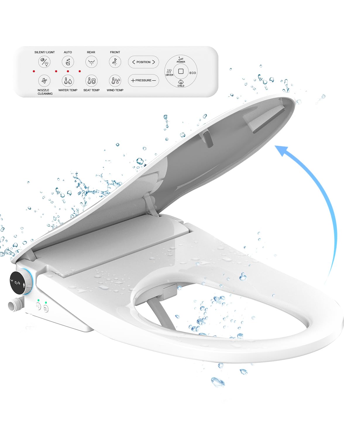iliD Smart Max bidet seat front view shows slim profile for a modern bathroom upgrade