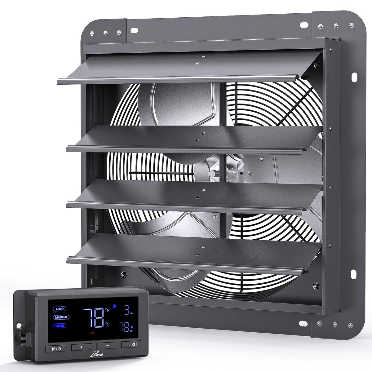 iLiving 16-inch wall-mounted shutter exhaust fan delivering strong airflow for large spaces