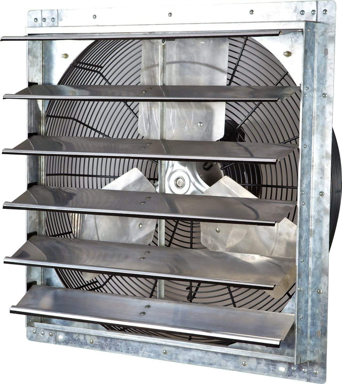 Iliving 24-inch wall-mounted shutter exhaust fan demonstrating automatic shutters for attic ventilation.