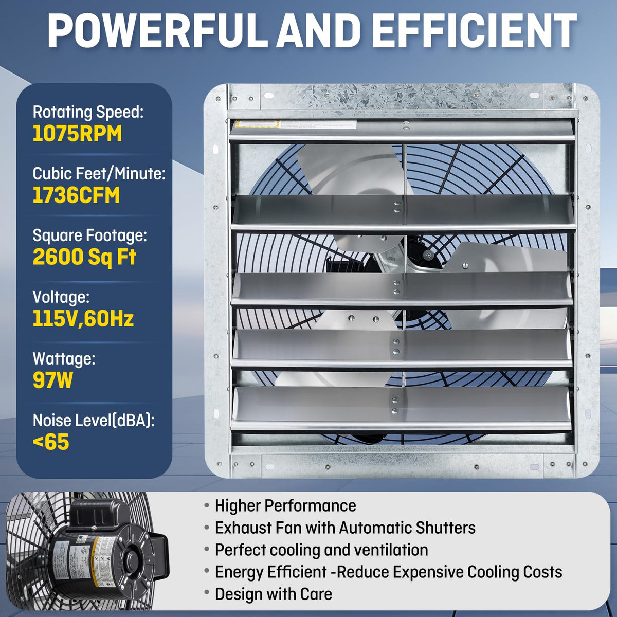 iLiving auto shutter operation showing shutters opening with fan running.