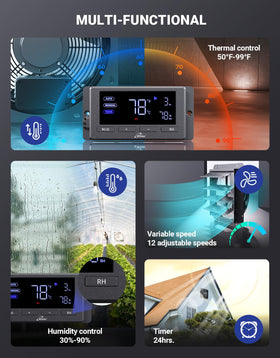 iLiving digital controller enabling precise speed with humidity and temperature triggers