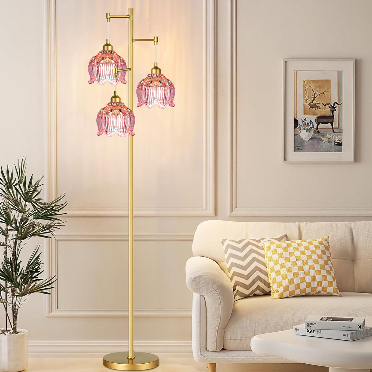 ILLMTW easy install floor lamp with metal pole for quick setup