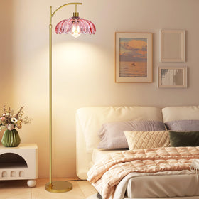 ILLMTW pink glass shade adds vintage charm to bedrooms or living rooms.