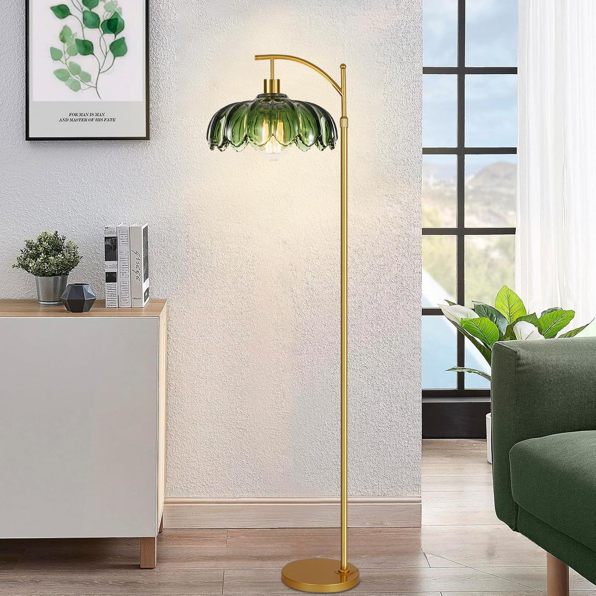 ILLMTW Gold Floor Lamp boho flower-inspired design fits cozy corners.