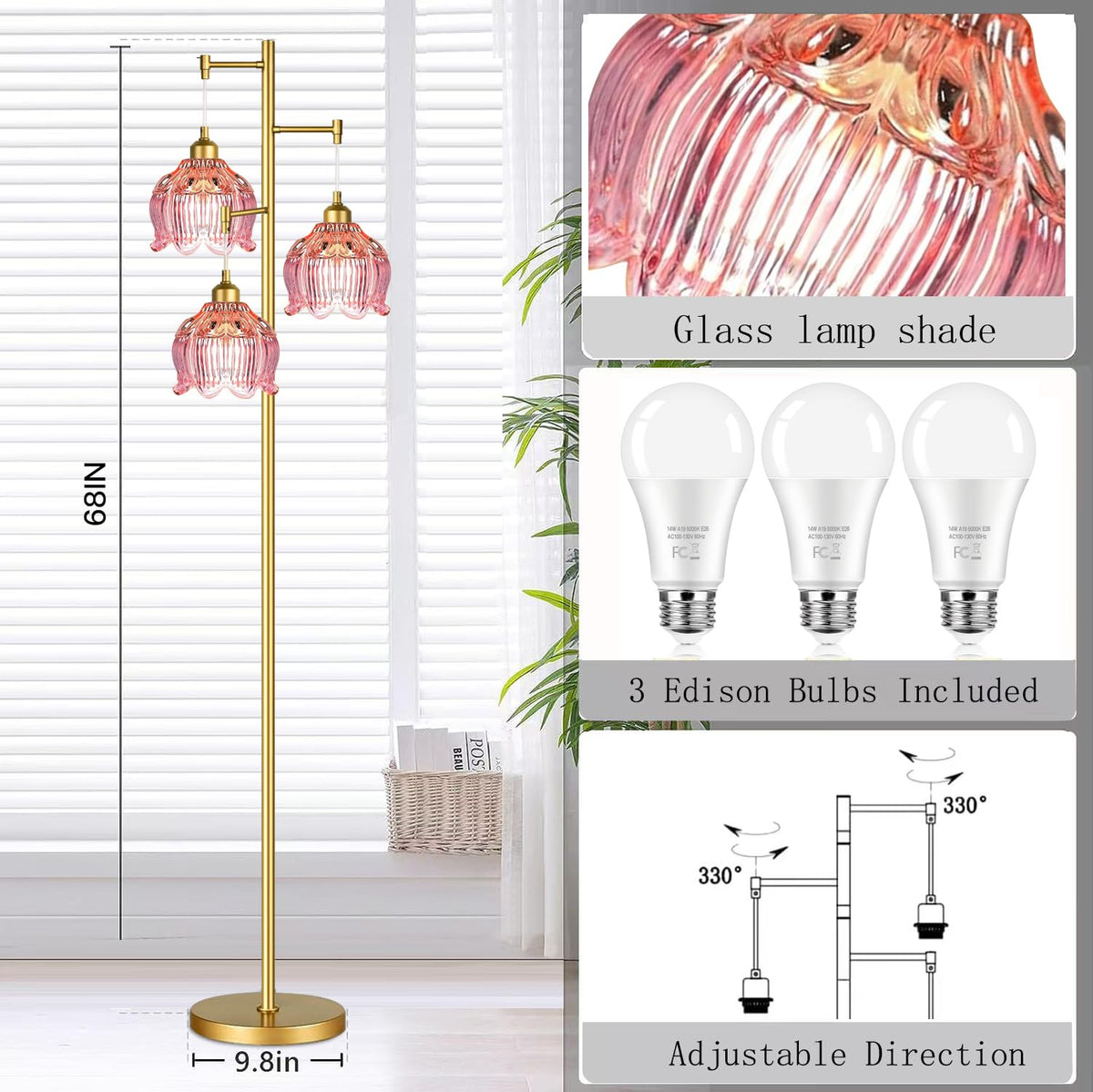 ILLMTW pink shade boho floor lamp adds warm, inviting ambiance