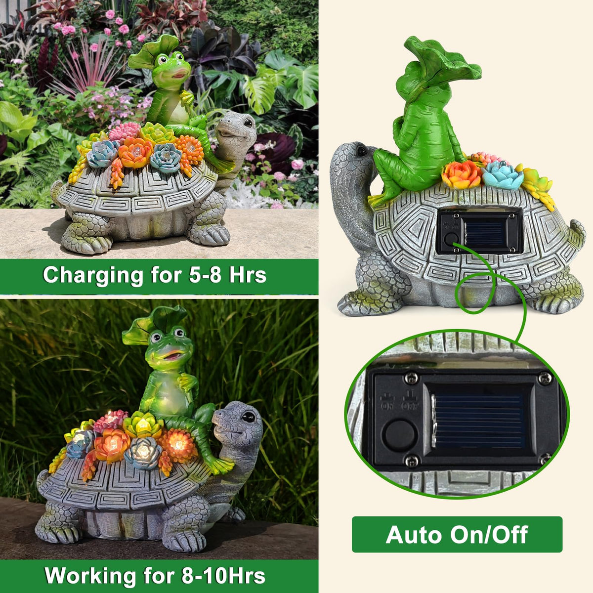 ILLUMINEW turtle-frog figurine detail with lotus leaf adds whimsy