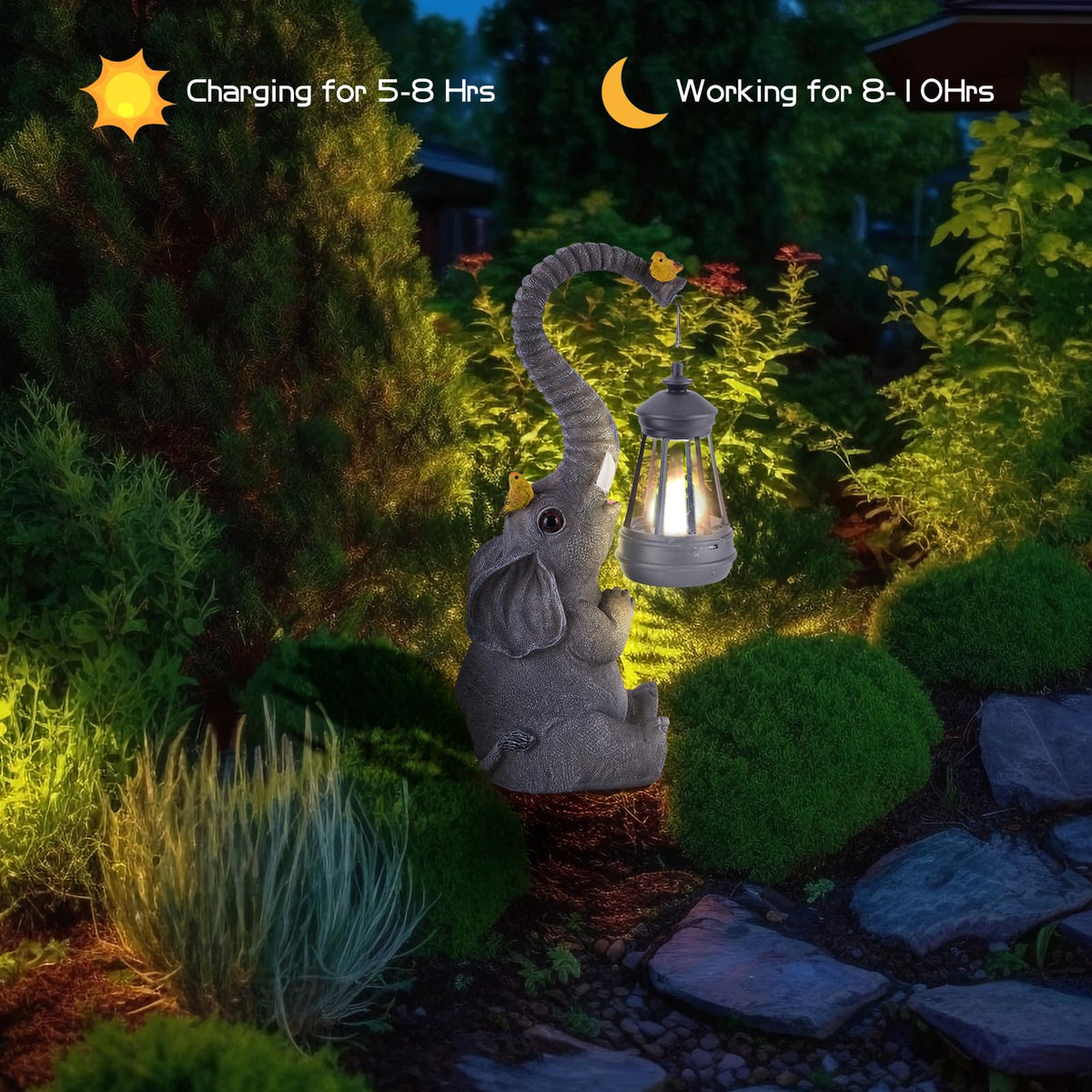 ILLUMINEW elephant garden sculpture light provides durable, weather-ready illumination for any yard.