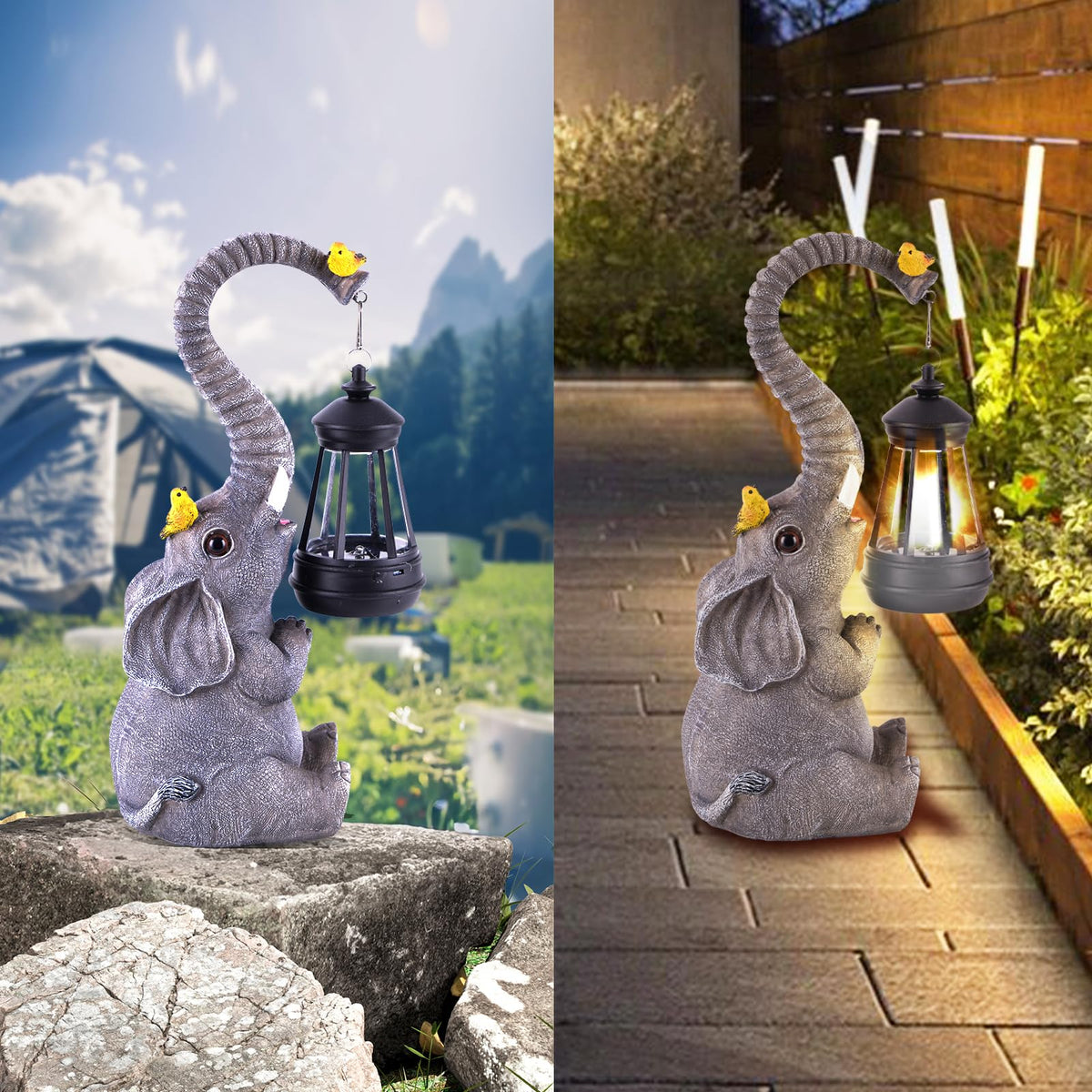 ILLUMINEW outdoor elephant statue light adds charm and safe path lighting to your patio.