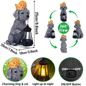 ILLUMINEW solar-led garden light features the dog and sleeping cat.