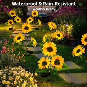 ILLUMINEW sunflowers feature bright LEDs for clear pathway lighting and yard accents.
