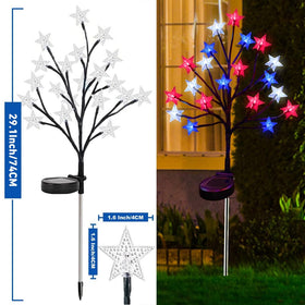 Outdoor yard decor with ILOVERD patriotic star stakes lit for celebration
