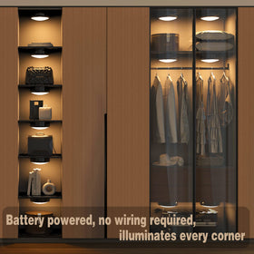 ILYXY puck lights with easy touch and remote control for color and brightness.