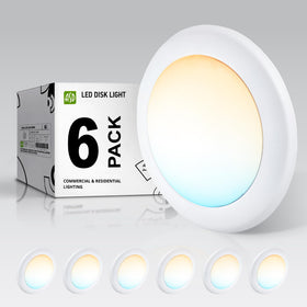 ASD 6 Pack LED Disk Lights 6 Inch - 15W, 5CCT 2700K-5000K, CRI90+, Dimmable Flush Mount, UL