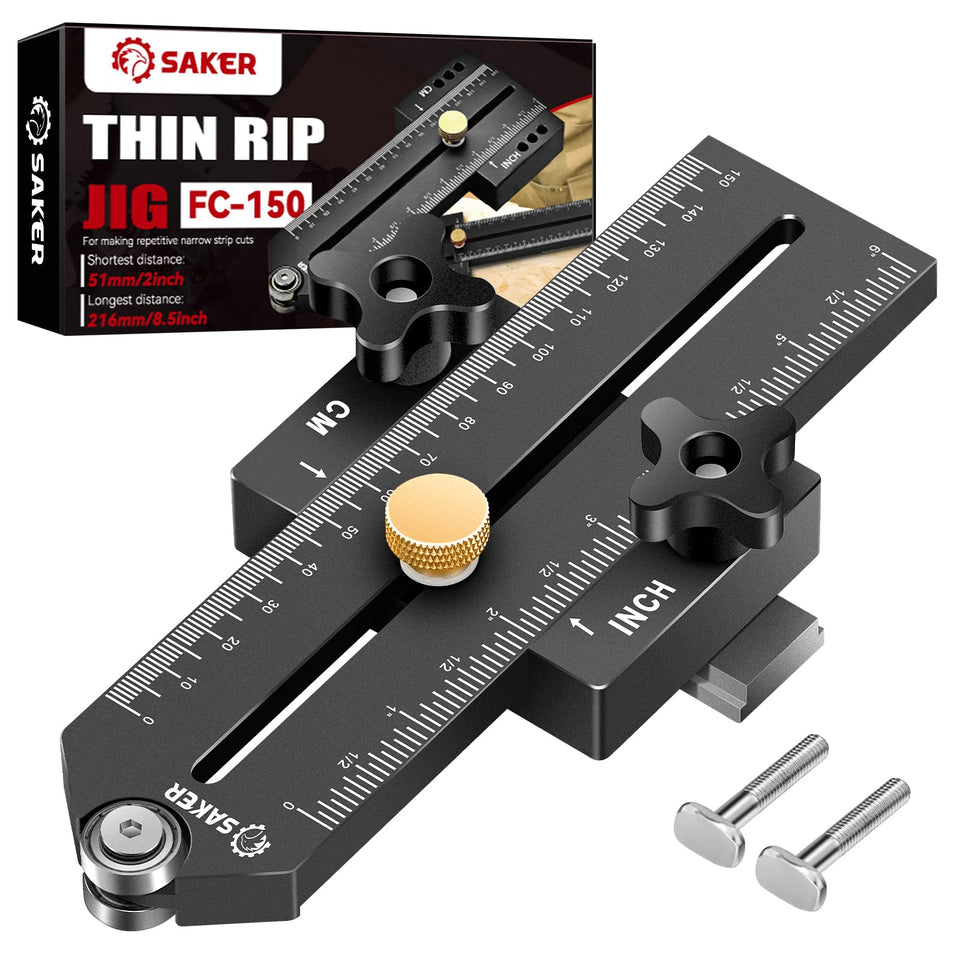 Saker Thin Rip Jig Table Saw Guide – Precise Narrow Strip Cuts for 3/4 x 3/8 Slots
