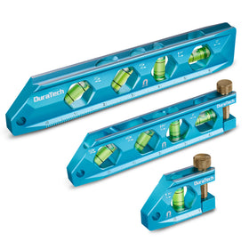 DURATECH 3-Piece Level Tool Set with Magnetic 8-Inch Level | 0°/30°/45°/90° Bubbles, V-Groove, Aluminium Alloy