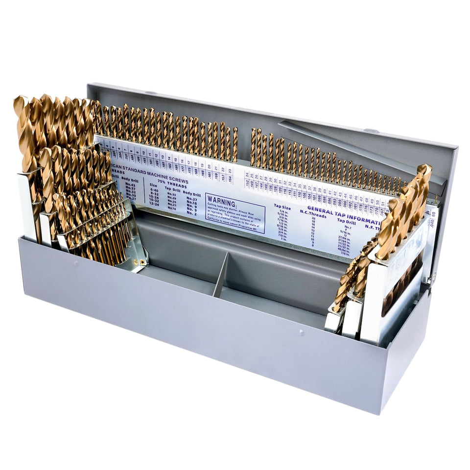 SEDIANAS Cobalt Drill Bit Set – 115Pcs M35 HSS for Hardened Metals, A-Z, #1-#60, 1/16-1/2 inch with Metal Index Box