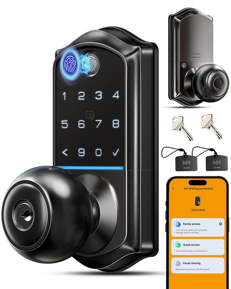 Veise VE018 Smart Knob Lock – Fingerprint, App Control & Keyless Entry (IP55)