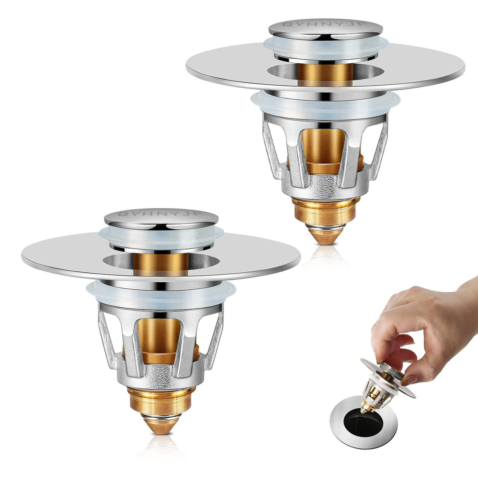 QYHNYJF bathroom sink stopper full kit shows 2-in-1 design