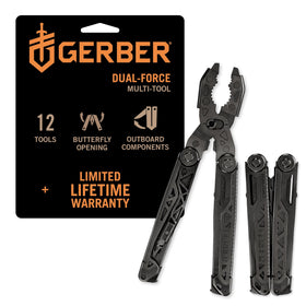 Gerber Gear Dual-Force Multitool - Heavy-Duty Pliers, Saw, Wire Cutter & Bit Storage | Black