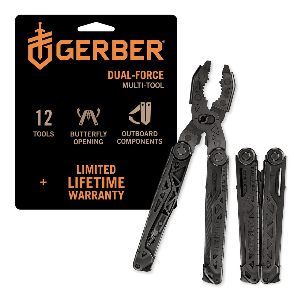 Gerber Gear Dual-Force Multitool - Heavy-Duty Pliers, Saw, Wire Cutter & Bit Storage | Black