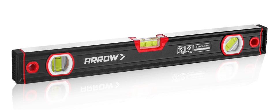 ARROW 16-Inch Magnetic Torpedo Level – 45°/90°/180° Bubbles, Aluminum Body | Arrow Fastener