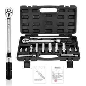 AEROFORCE 14PC 3/8 Drive Spark Plug Socket Set with Torque Wrench – Swivel Magnetic, CR-V Steel