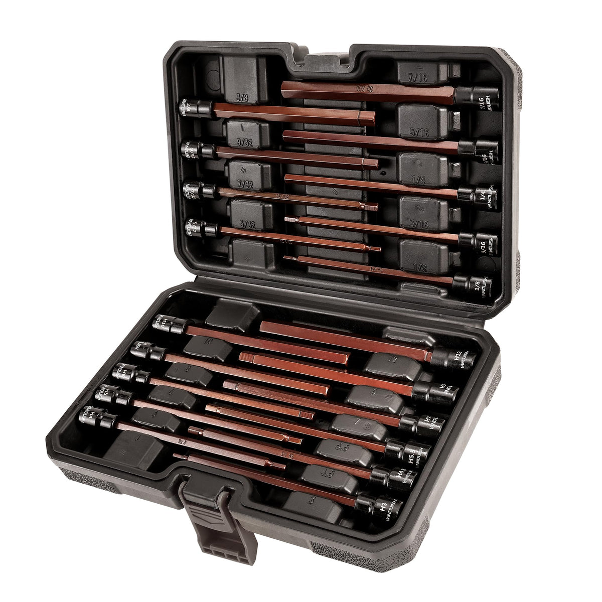 VANQUISH 20-Piece Extra Long Hex Bit Socket Set, 3/8 Inch Drive Allen Socket Set, Metric 3-12mm | SAE 1/8-Inch - 7/16-Inch 8998