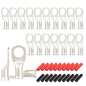 RED WOLF 20PCS 8 AWG-3/8 Marine Grade Wire Lugs with Dual Wall Heat Shrink Tubing