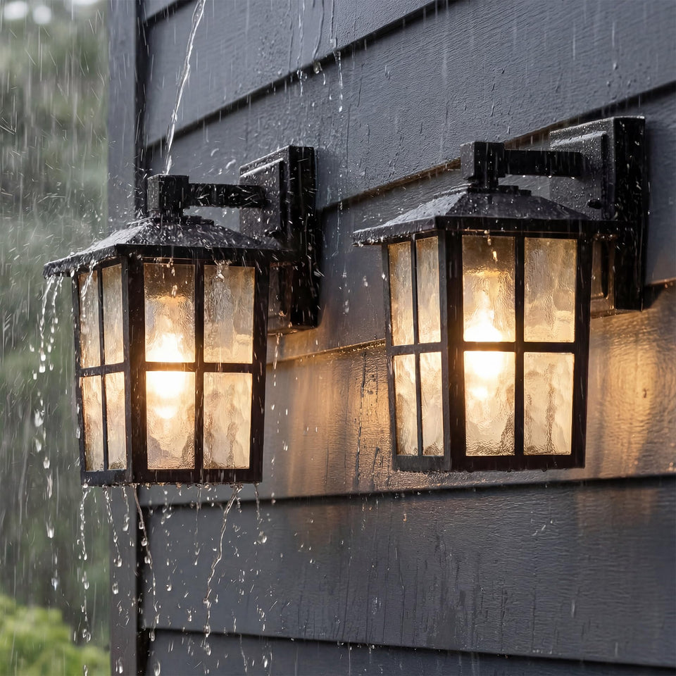 KDG outdoor wall light set of 2 in black for porch illumination.