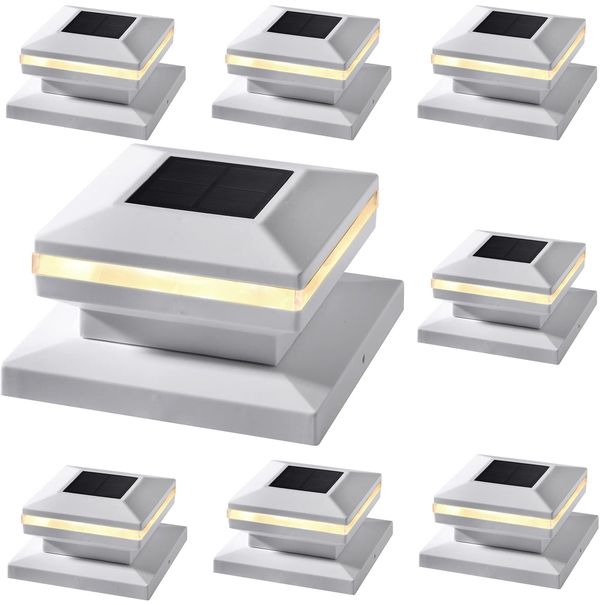Dynaming 8 Pack Solar Post Lights – Warm White SMD LED for 4x4–6x6 Wood Posts
