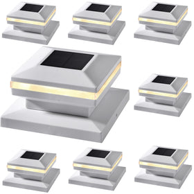 Dynaming 8 Pack Solar Post Lights – Warm White SMD LED for 4x4–6x6 Wood Posts