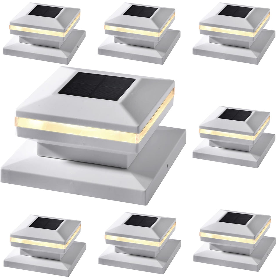 Dynaming 8 Pack Solar Post Lights – Warm White SMD LED for 4x4–6x6 Wood Posts