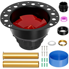 PCQSURE Freestanding Tub Drain Kit – Universal Subfloor, Brass Overflow, 1.5in/2in ABS Adapter