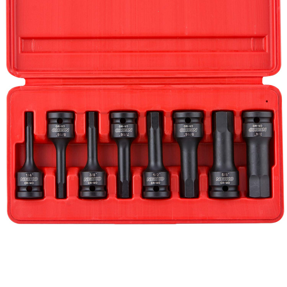 NEIKO 01137B SAE hex socket set in a case for organized storage.