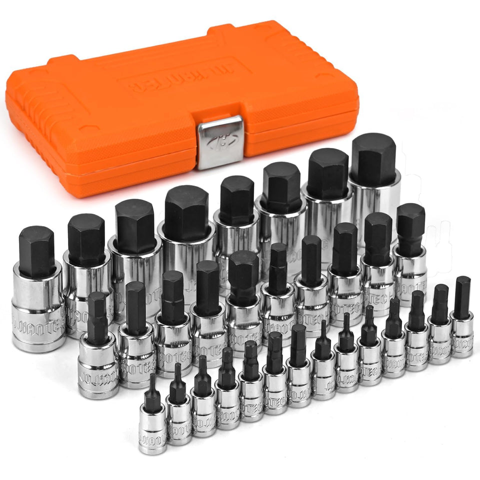 Ju Jian Tec 32-piece master hex socket set in molded case for quick access.